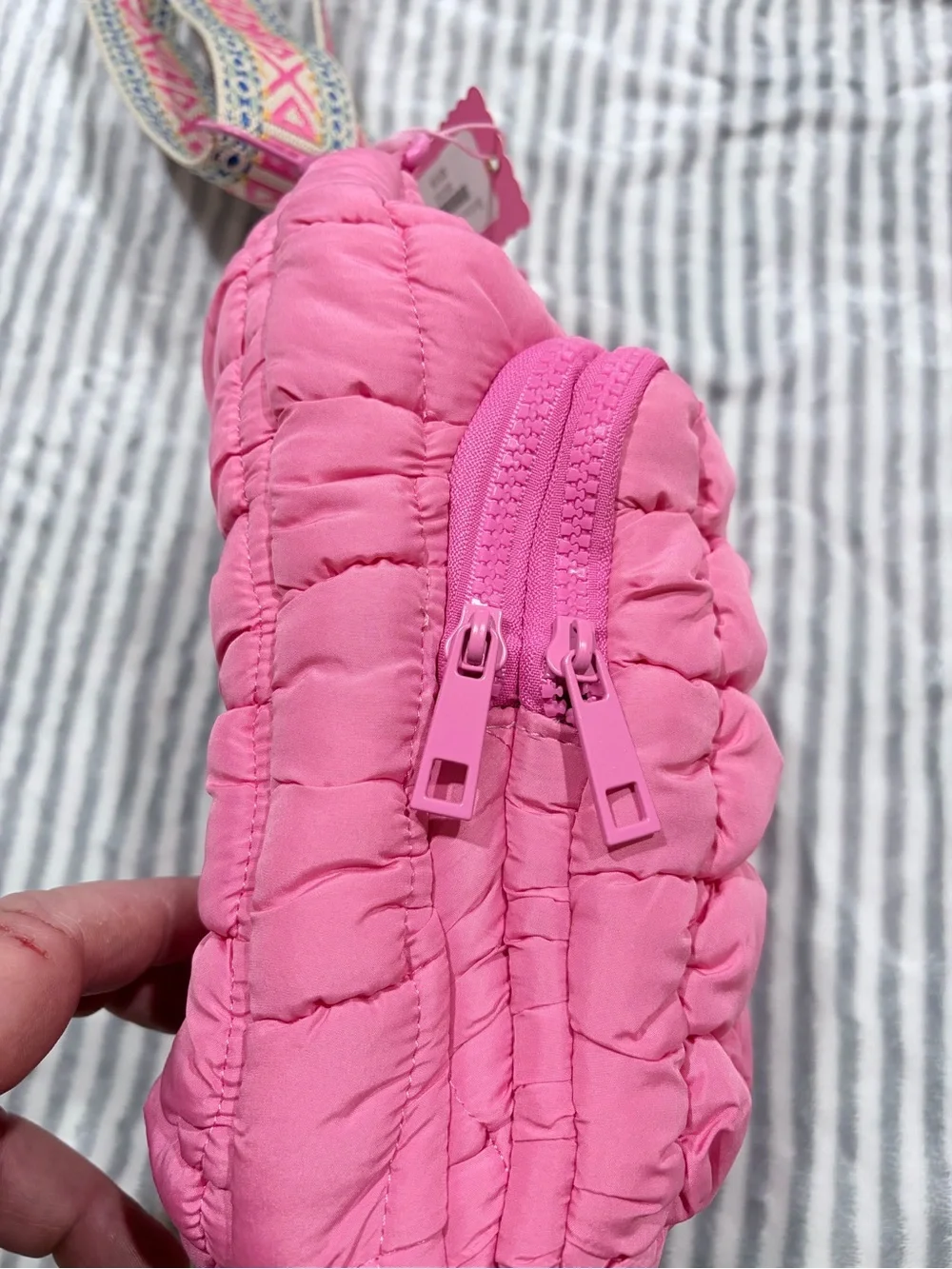 Simply Southern Pink Quilted Kids Crossbody Bag with Patterned Strap